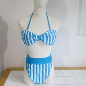 Vintage SEA WEED of CALIFORNIA Blue & White Stripe Bikini (USA)